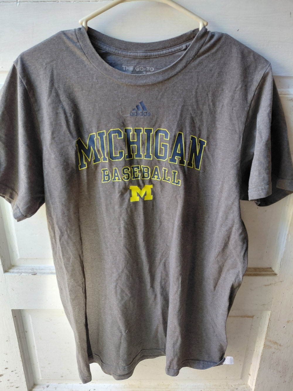 Adidas Michigan Baseball Short Sleeve Tee - Gray with Yellow Logo
